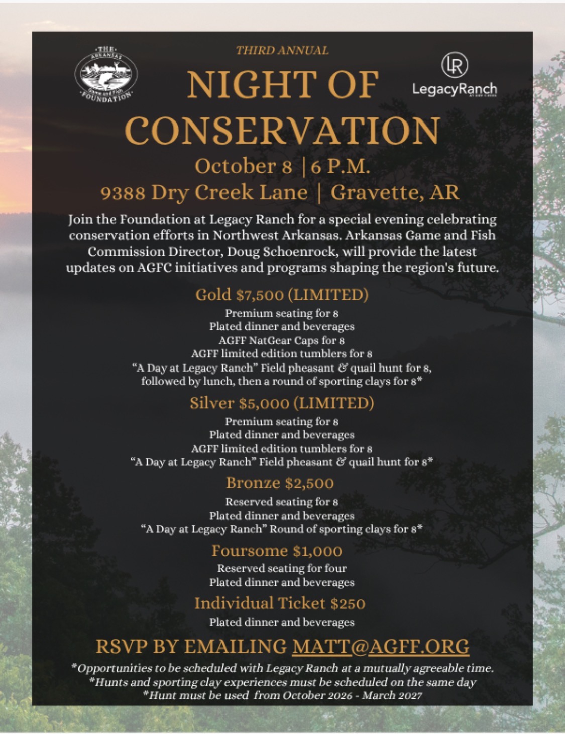 Arkansas Game & Fish Foundation’s Third Annual Night of Conservation flyer or featured image
